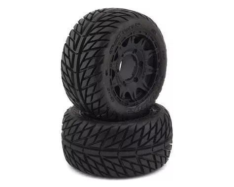 Street Fighter LP 2.8″ M2 Compound Premounted Tires with 6×30 Black Raid Wheels for 1/10 Stadium Truck (2) (PRO1016110)