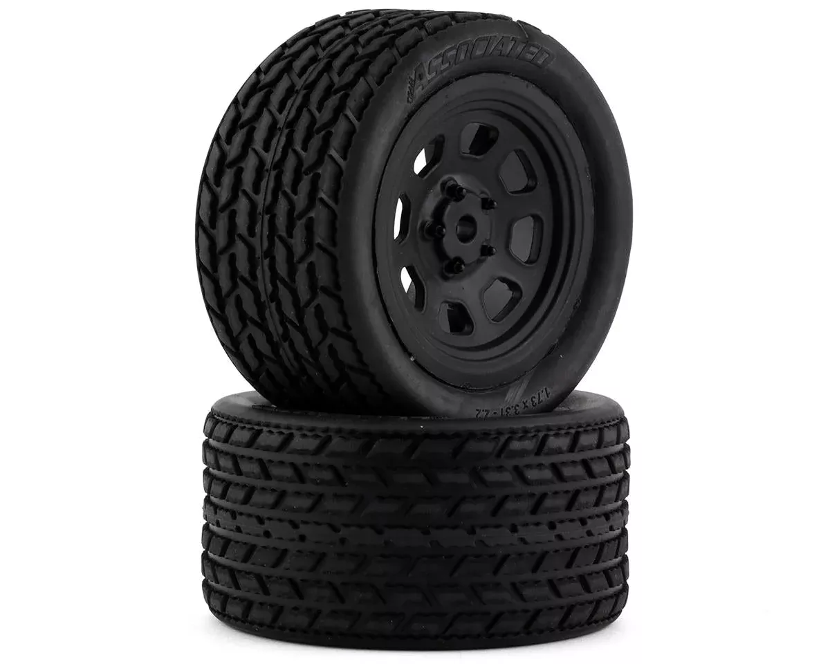 Street Stock Premounted Tires with Black Wheels for SR10 Rear (2) (ASC71195)