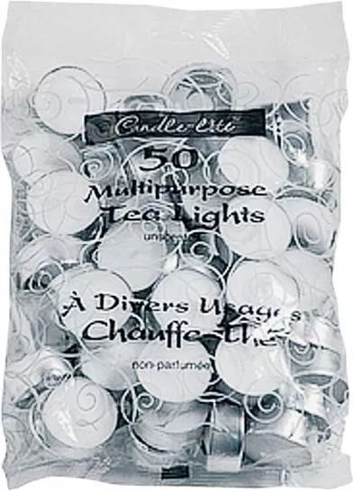 Tealight Candle- White- Unscented- 50 Pack