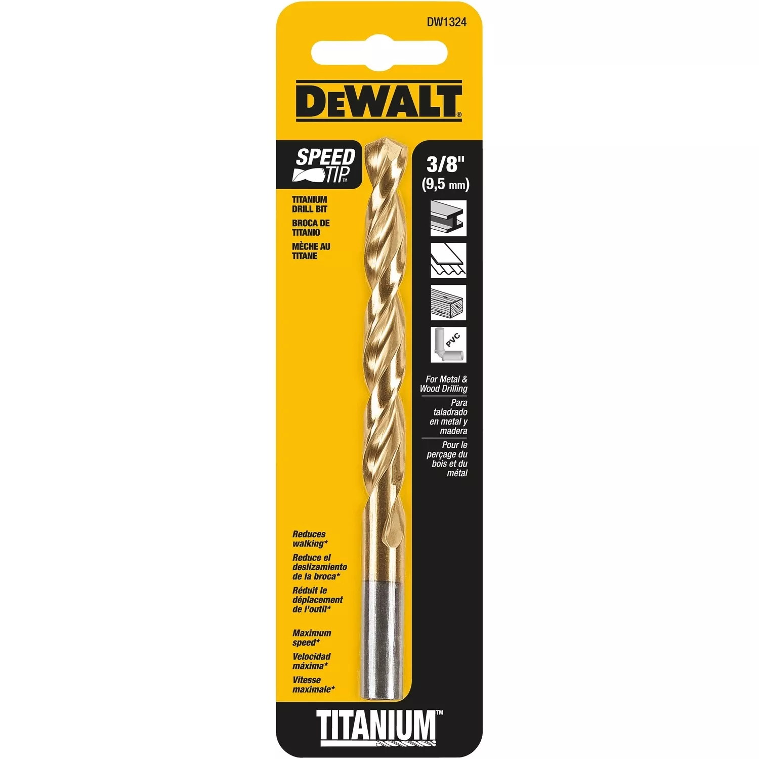Titanium-coated Drill Bit, 3/8 In.