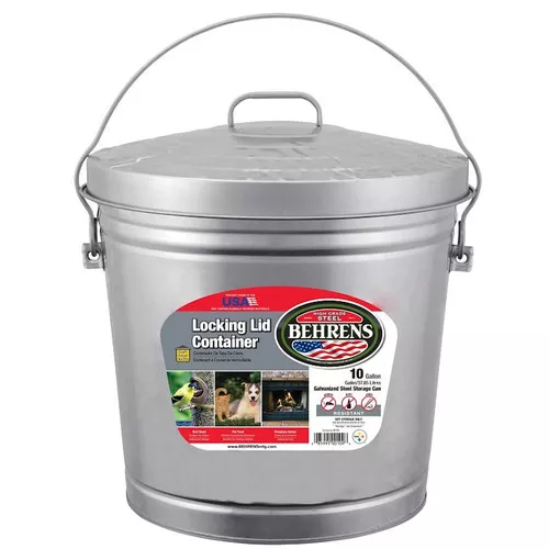 Trash Can- 10 Gallon- Galvanized With Locking Lid
