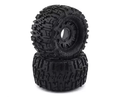 Trencher 2.8″ M2 Compound Premounted Tires with 6×30 Black Raid Wheels for 1/10 Monster Truck (2) (PRO117010)