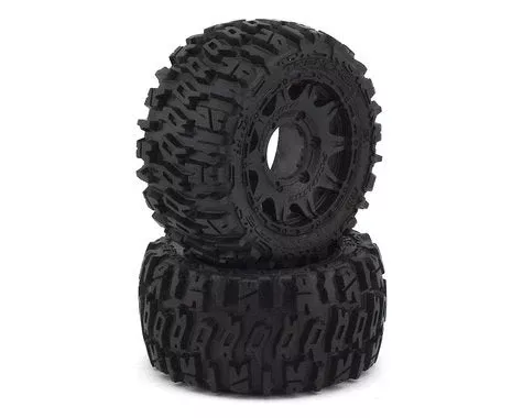 Trencher LP 2.8″ M2 Compound Premounted Tires with 6×30 Black Raid Wheels for 1/10 Stadium Truck (2) (PRO1015910)