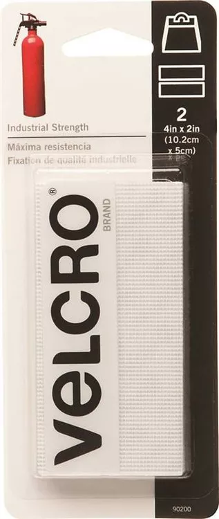 Velcro- 4" x 2"- Adhesive Backed Strip- White- 2 Pack