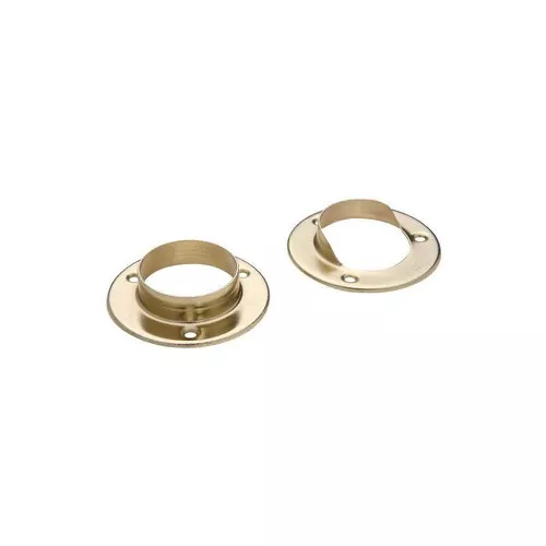 Wooden Closet Pole Bracket- 1 Set Satin Brass Tone Steel