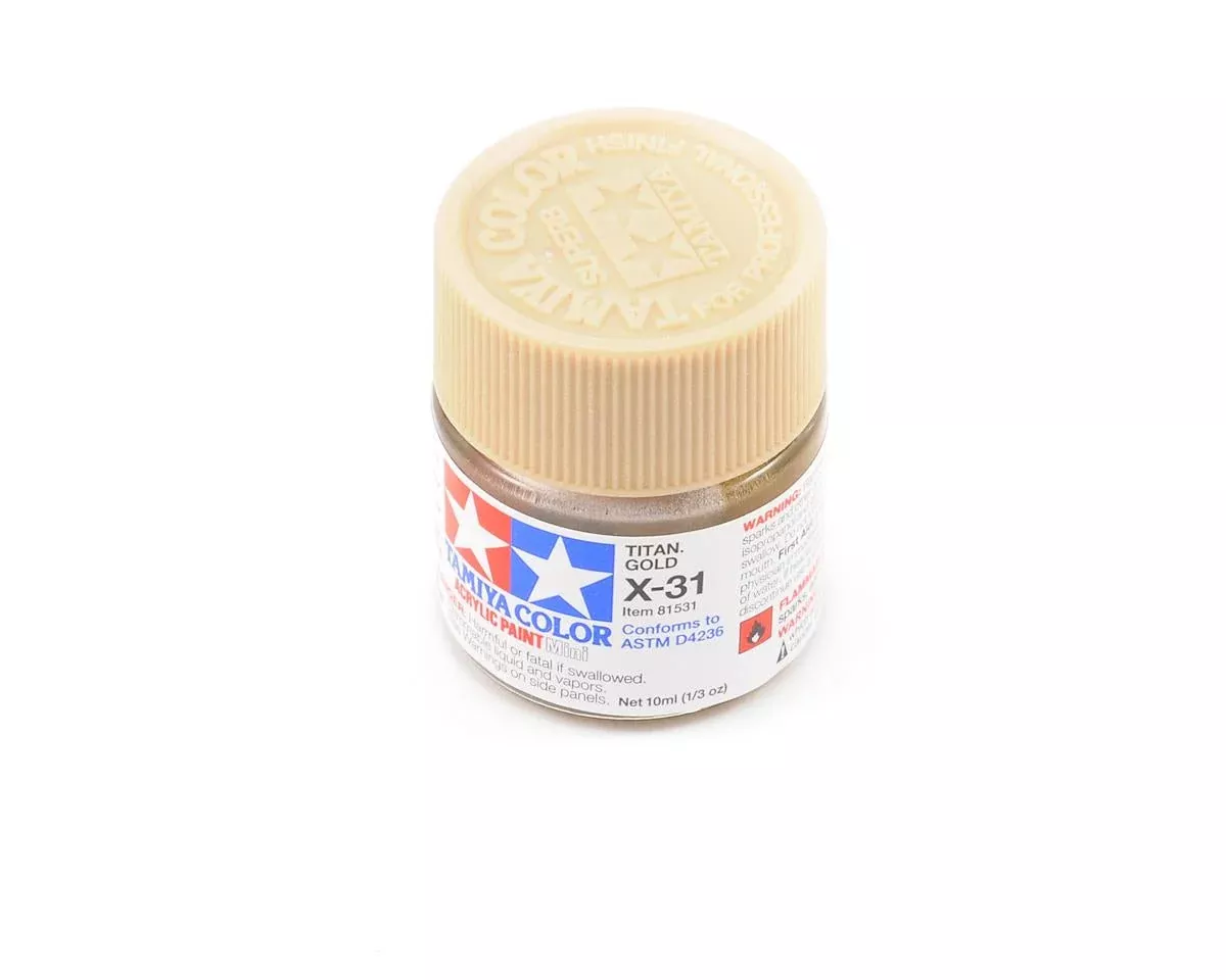X-31 Gloss Metallic Titanium Gold Acrylic Paint 10ml Bottle (TAM81531)
