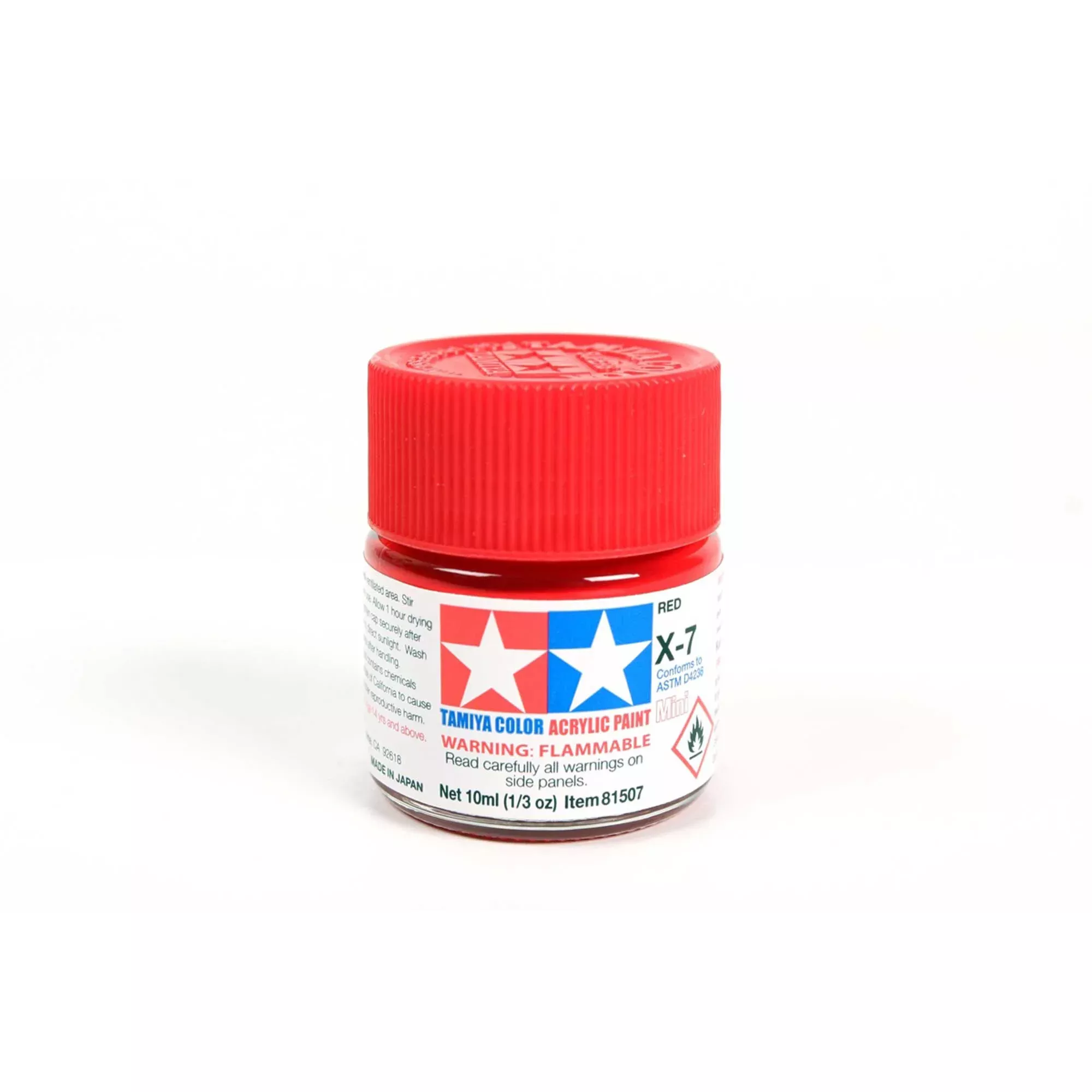 X-7 Gloss Red Acrylic Paint 10ml Bottle (TAM81507)