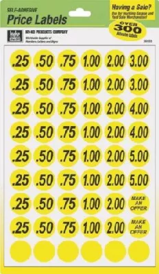 Yard Sale Price Labels Yellow 3/4″
